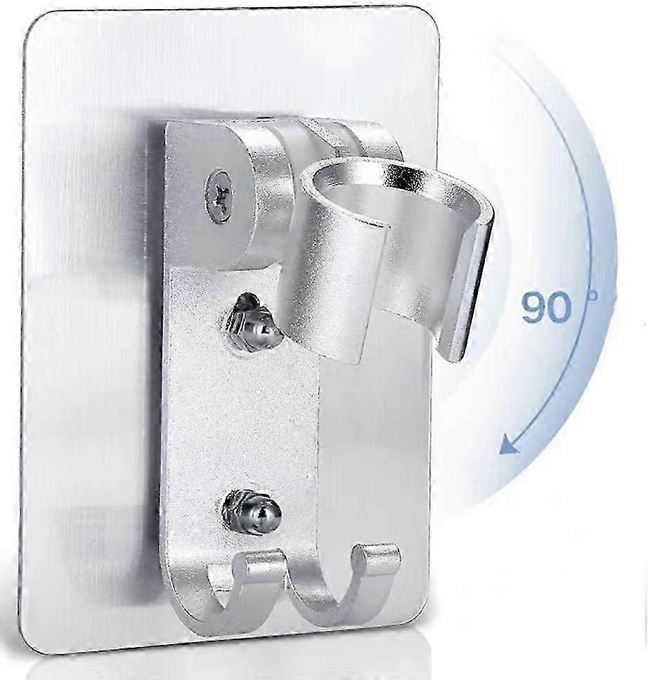Adjustable Shower Head Holder with 2 Hooks & Handheld Wand Support