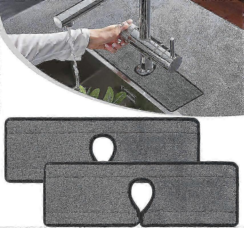 2 Stück Wasserhahn Splash Catcher Saugfähiges Waschbecken Matte Küche Splash Guard Mikrofaser Pad