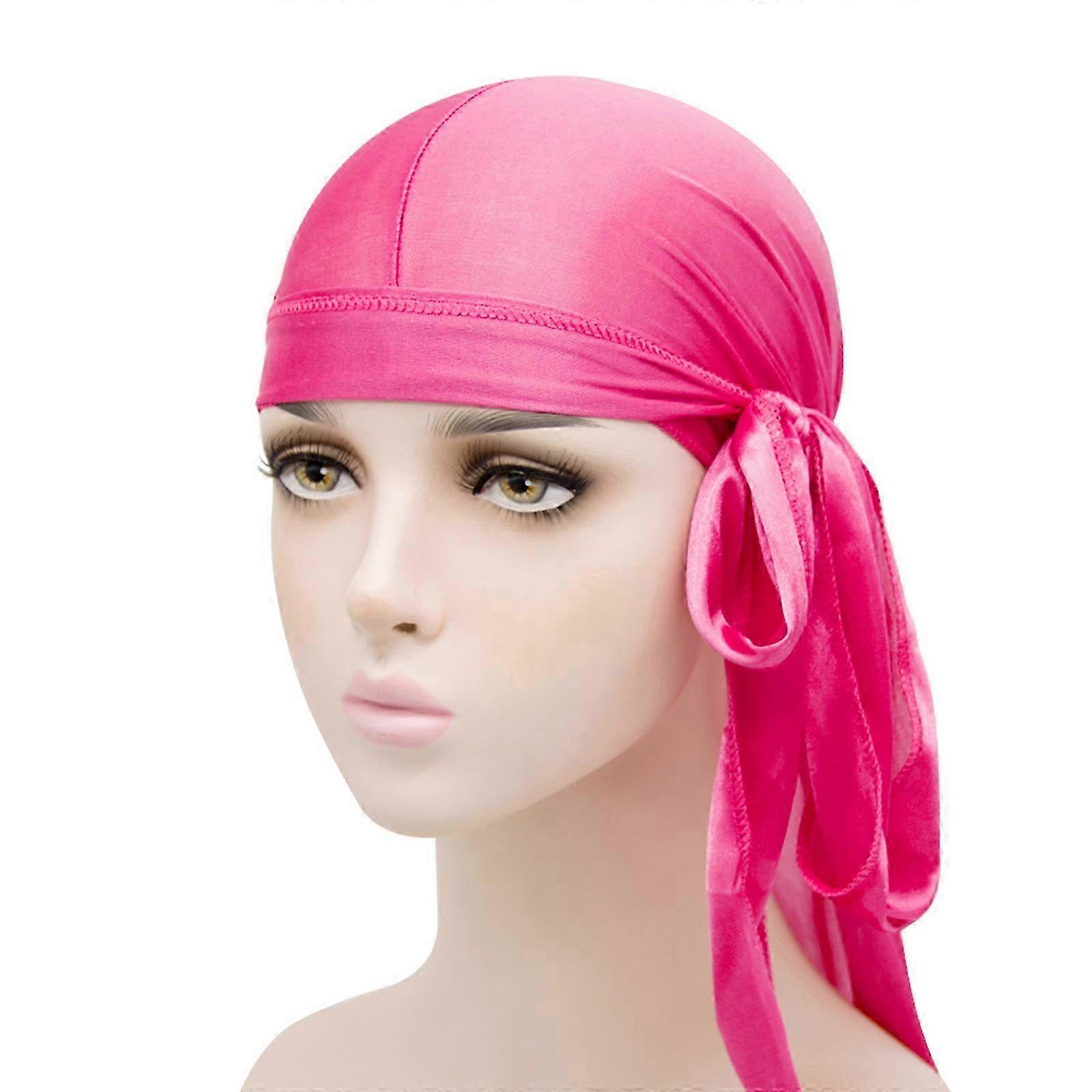 Durag soyeux à longue queue pour homme - 360 vagues, Pack rouge rose
