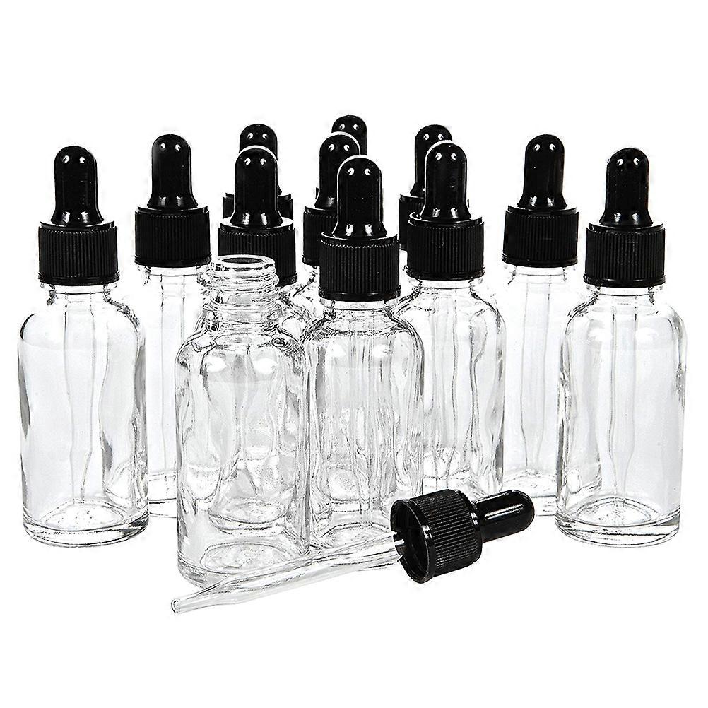 12pcs Glass Dropper Bottles with Silicone Heads – Transparent Refillable Essential Oil Pipette Containers for Travel Accessories and Lotion Storage