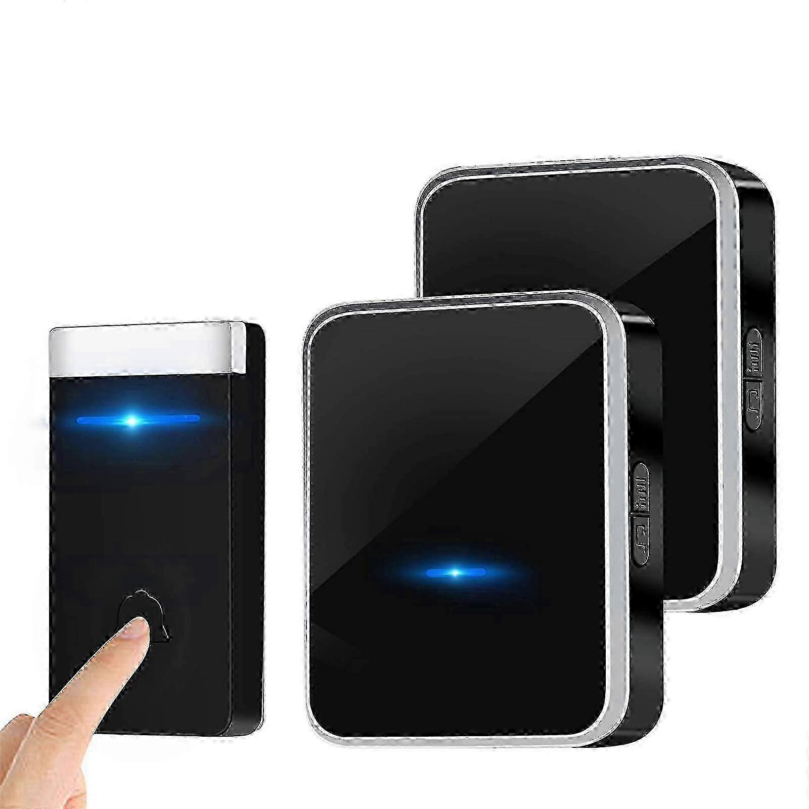 Wireless Doorbell Kit, Waterproof Electronic Chime with 2 Plug-in Receivers, 150m Range, 52 Melodies, 4 Volume Levels