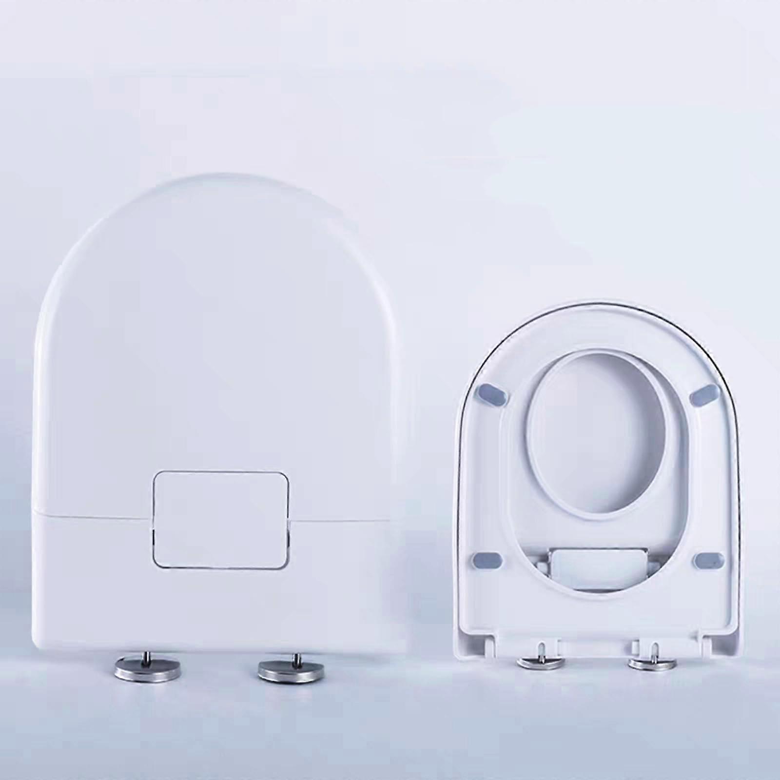 Toilet Lid With Soft Close Mechanism, D-Shape White PP Toilet Seat, Quick Release, Adjustable Hinge, Child Seat