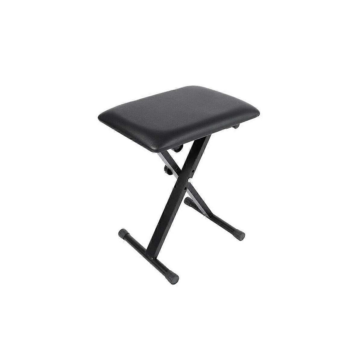 Adjustable Folding Stool Chair Bench Leather Padded Seat Black for Piano Keyboard