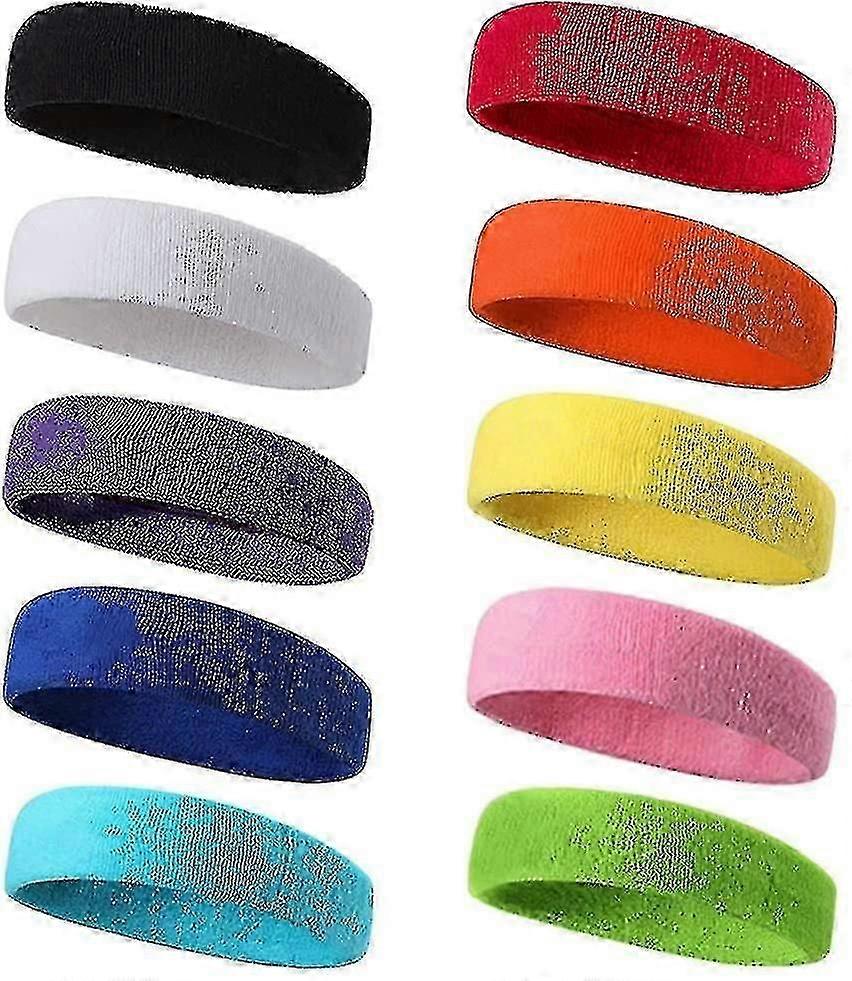 10 Adet Kaymaz Pamuklu Sweatband, Erkekler ve Kadınlar için Nem Emici Erkekler ve Kadınlar için Spor