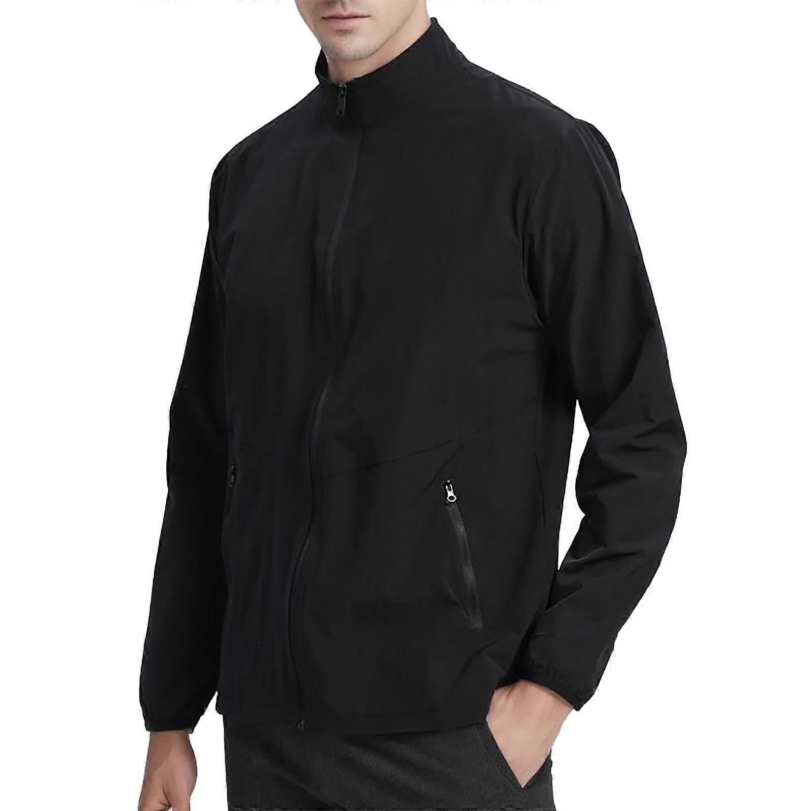 Men's Long Winter Coat Transition Jacket Lightly Lined Outdoor Jacket with Hood Softshell A1 black L