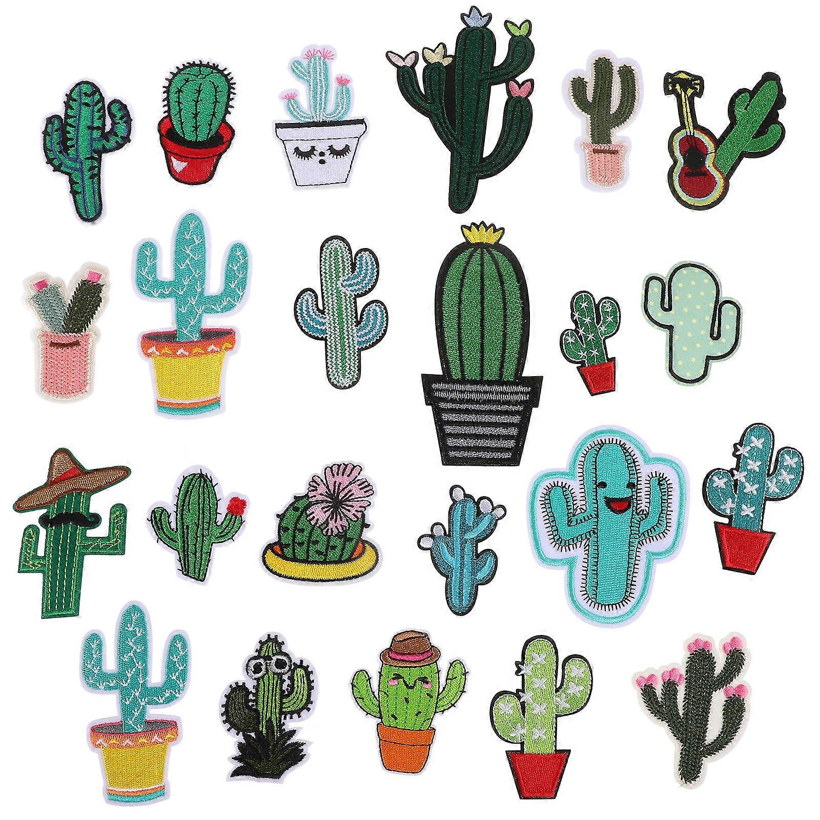 Fashion Patches Cactus Brooch Patches for Sew on Fabric 23Pcs Set