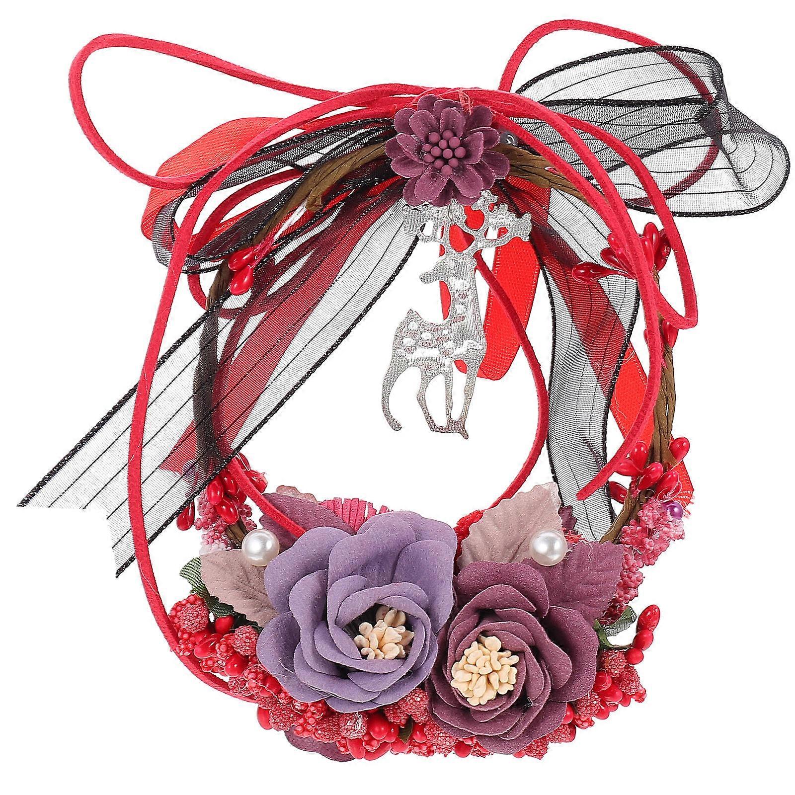 Artificial Wreath Small Rose Garland Home Decoration Assorted Color Round 1Set