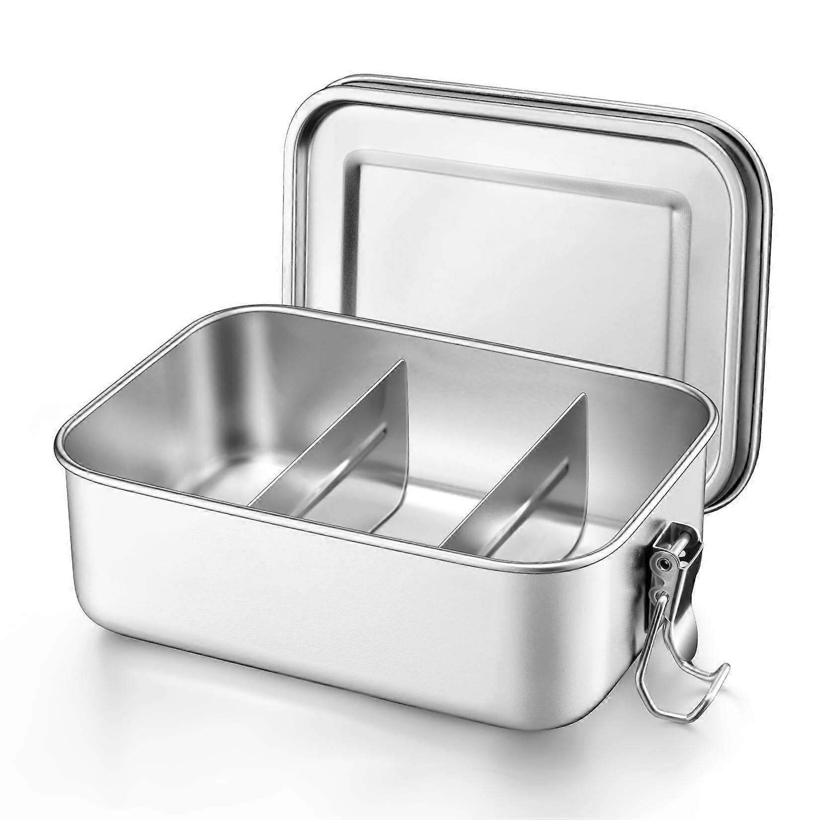 Lunch Box with Compartments, Stainless Steel Bento for Adults, Leakproof 850ml