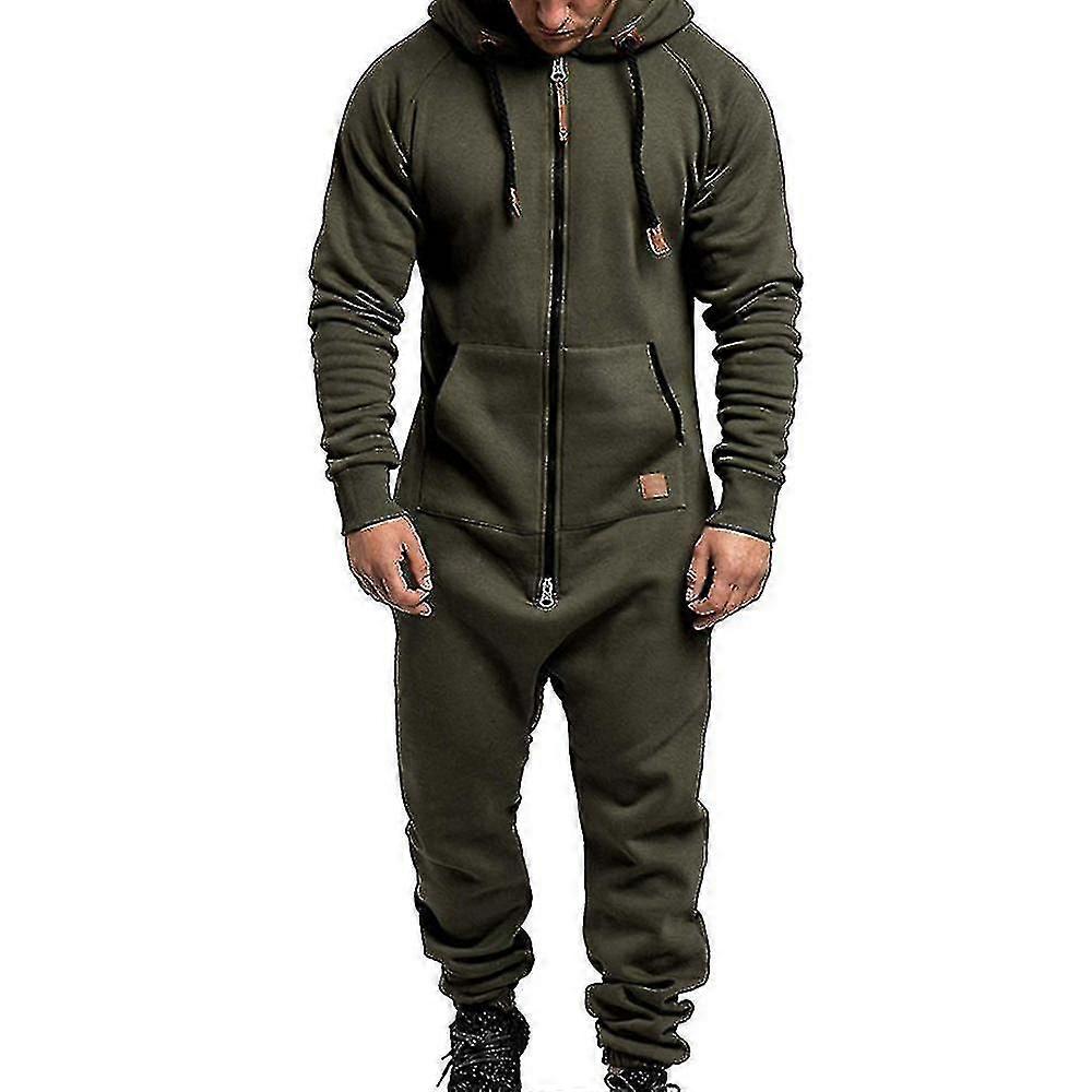 Homens Onesie Hoodie Zip Macacão Inverno Casual Com Capuz Romper Playsuit