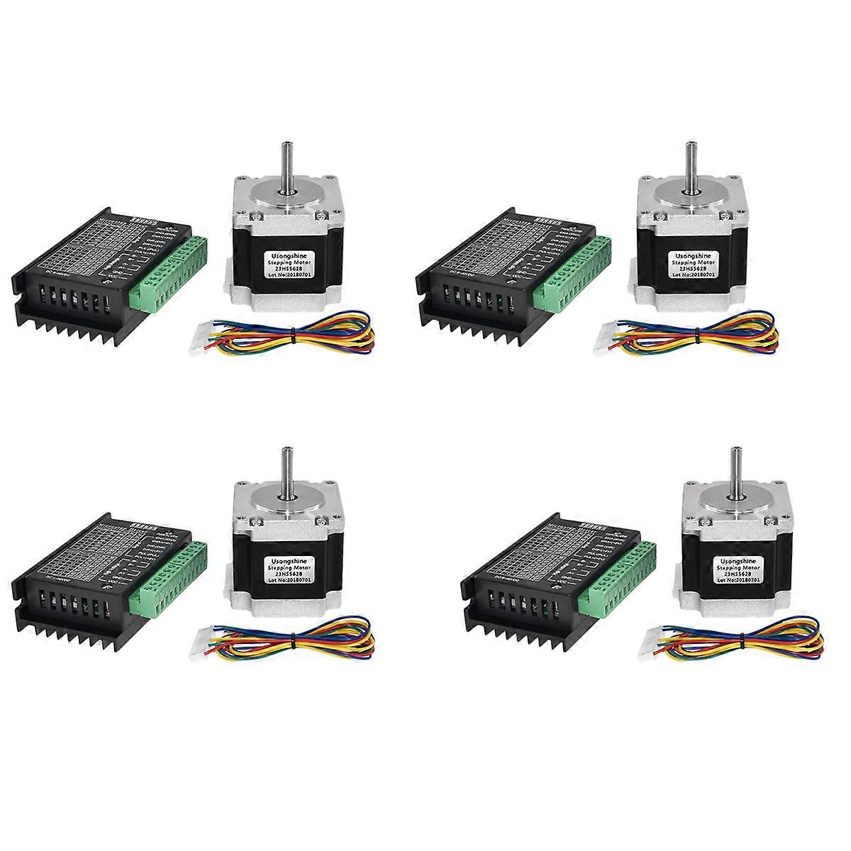4X Nema 23 23HS5628 Stepper Motor 57 Motor 2.8A with TB6600 Stepper Motor Driver NEMA17 23 for CNC (
