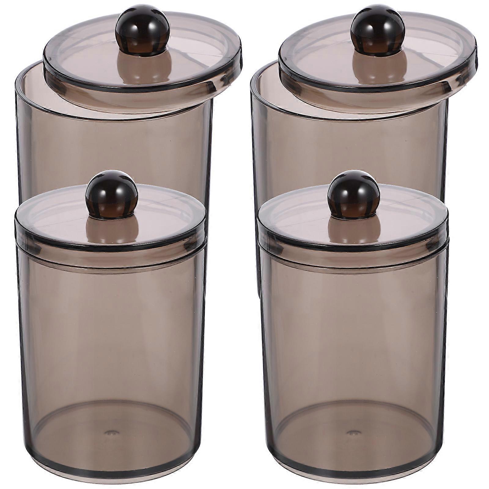 Jars for Cotton Buds Cotton Swab Organizer Transparent Black Square Organization for Home Use 4Pcs