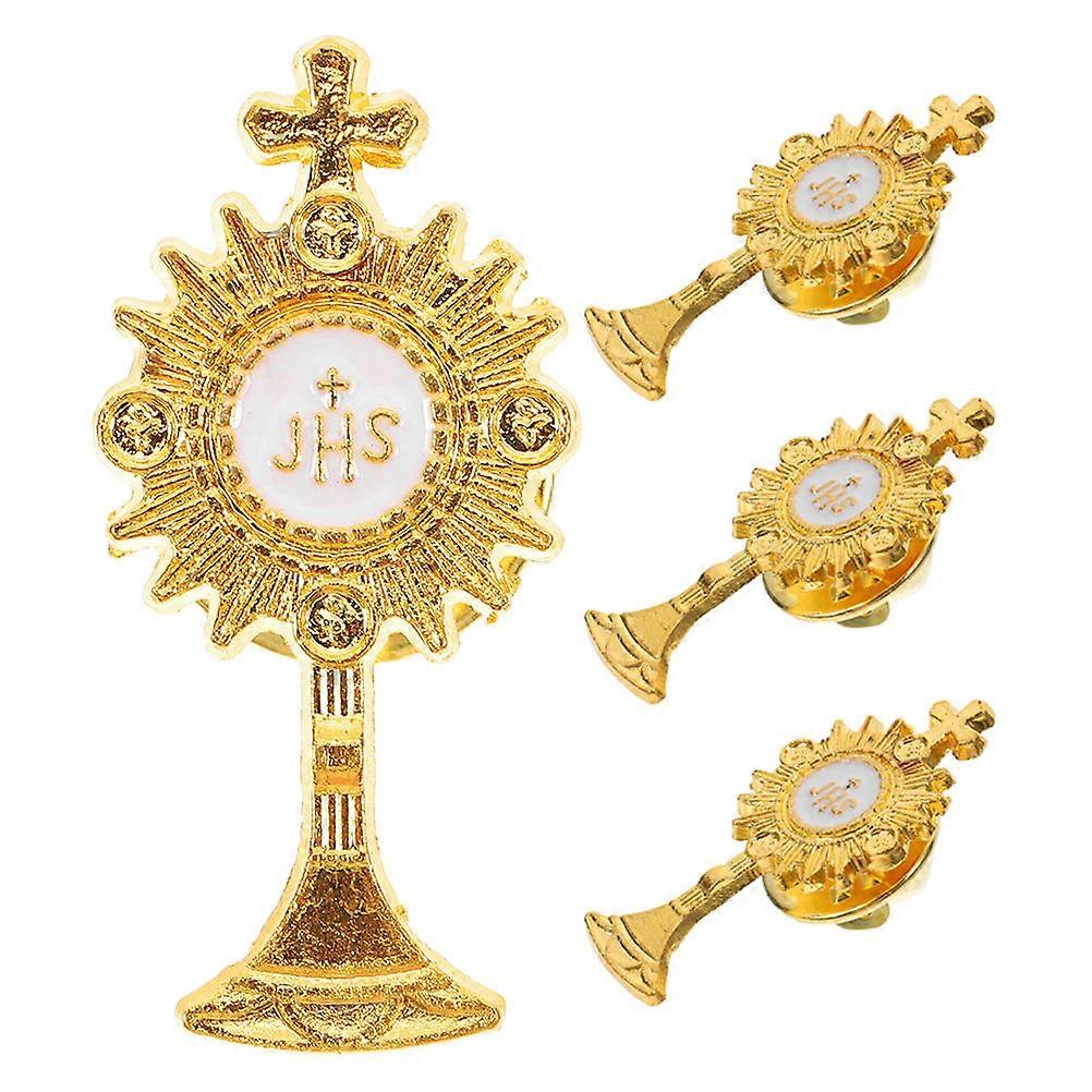 4pcs Religious Lapel Pins for First Communion Ceremony Durable Brooches for Apparel Accessories, Easy to Attach, Party Favors & Keepsakes