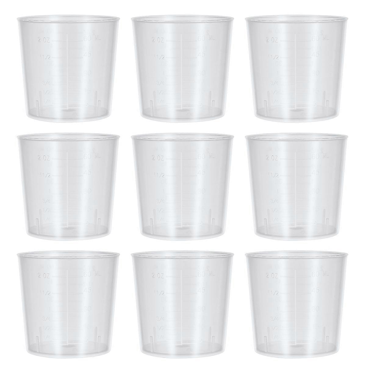 Beaker Measuring Cups Transparent Plastic Round Measuring Tool for Cooking Baking Laboratory Use 25Pcs