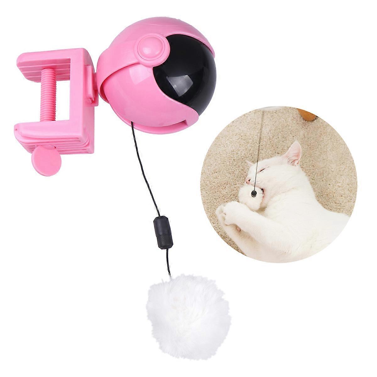 Electric Lifting Cat Ball with Clip for Indoor Cats – Durable ABS Material Automatic Hair Teaser for Exercise and Fun (Batteries Not Included)