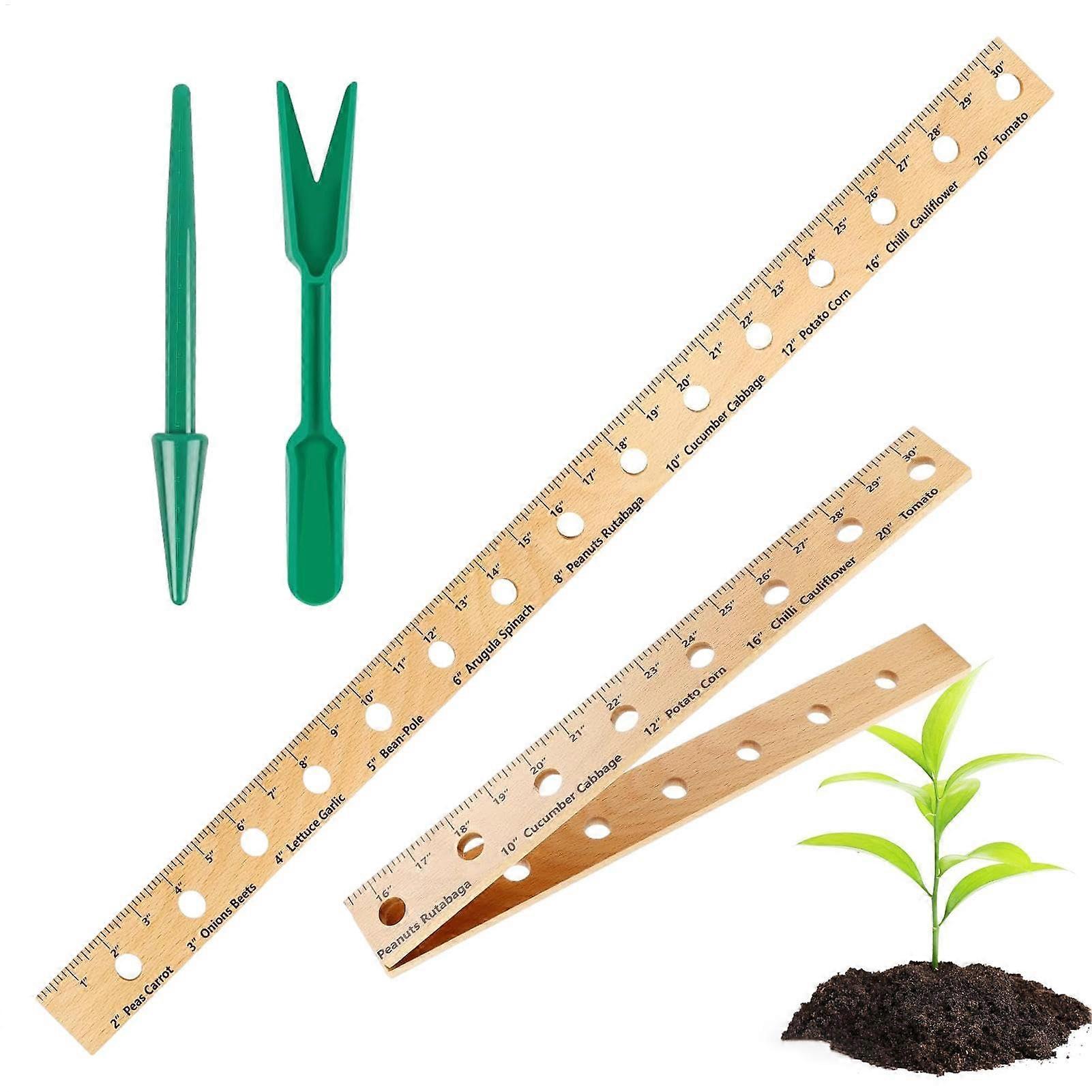 Garden ruler with holes for wood | Foldable wooden planter tool for precise spacing in the garden