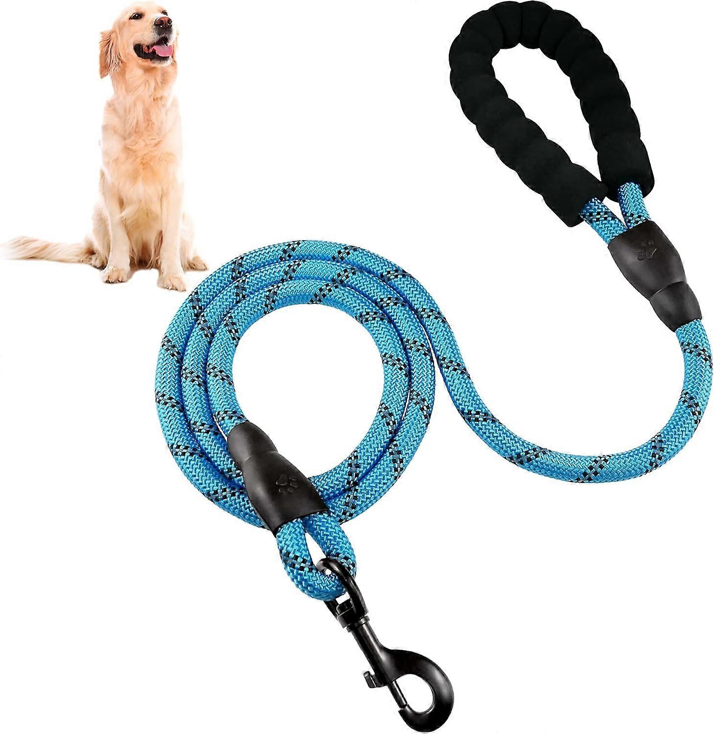 1.5m Dog Leash, Strong Dog Rope Leash with Soft Sponge Handle and Reflective Rope for Small Medium Large Dogs (Blue)