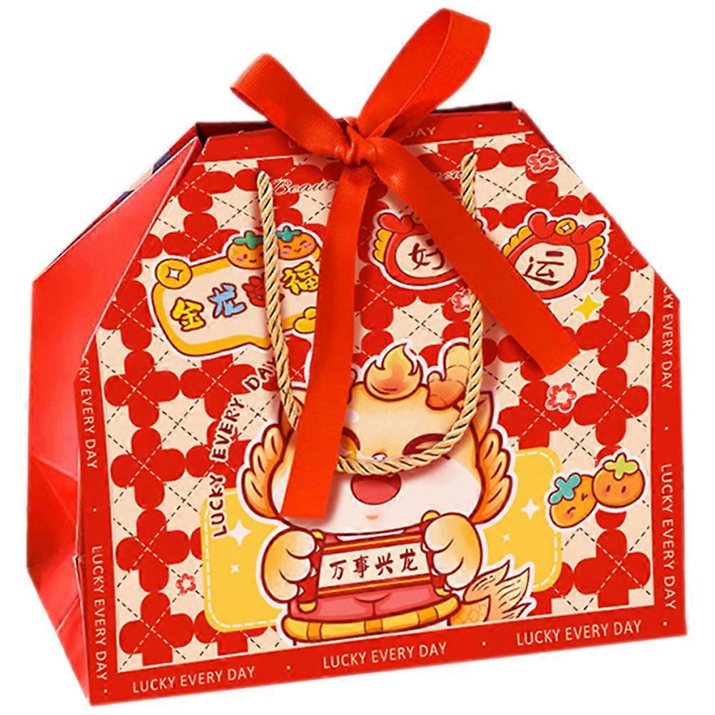 New Year Candy Storage Containers Paper Candy Box Dragon Design Traditional Festivals Family 1Set