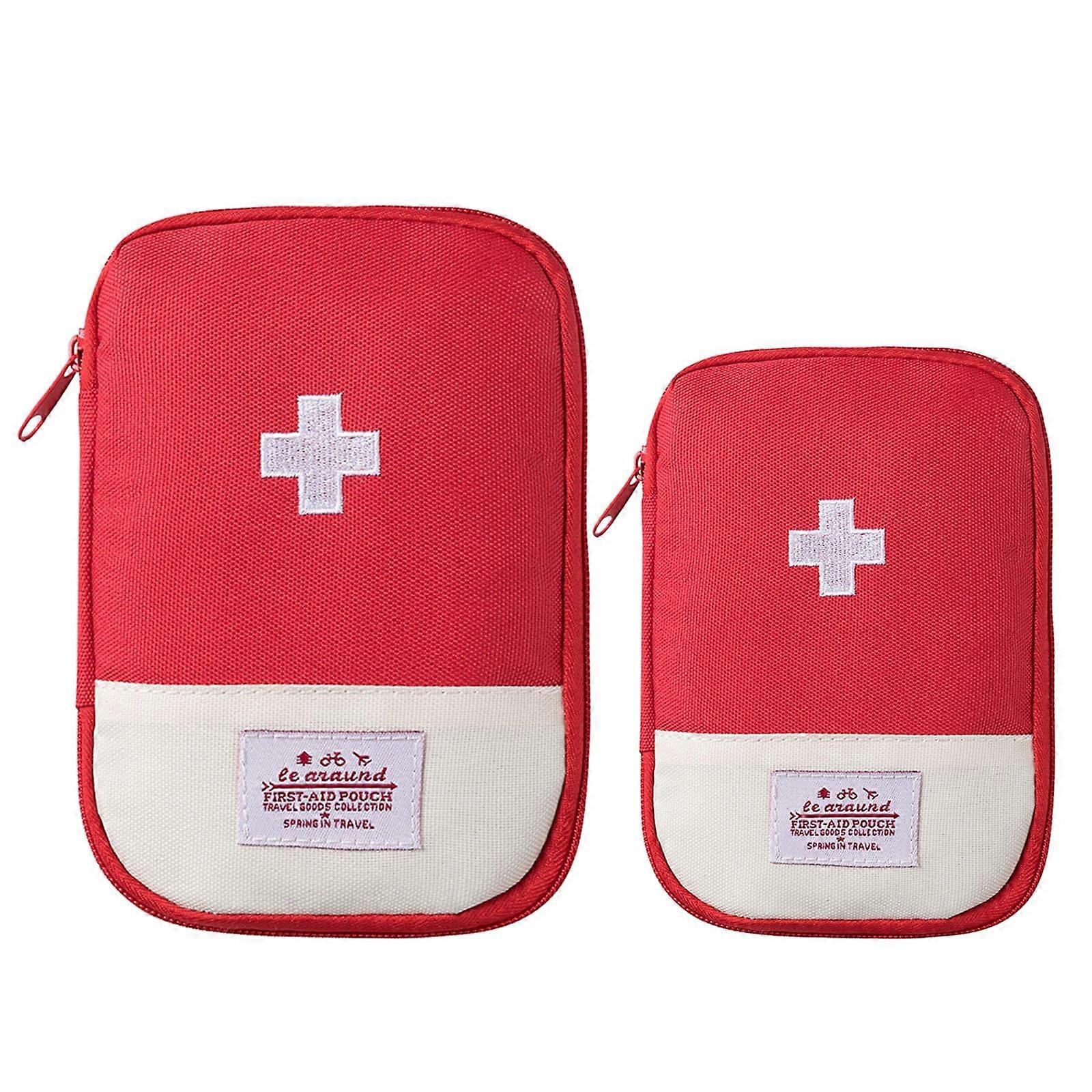 2-Piece Set for Office and Outdoor Use, Travel Survival Kit, Small Empty First Aid Bag, Portable Storage Pouch