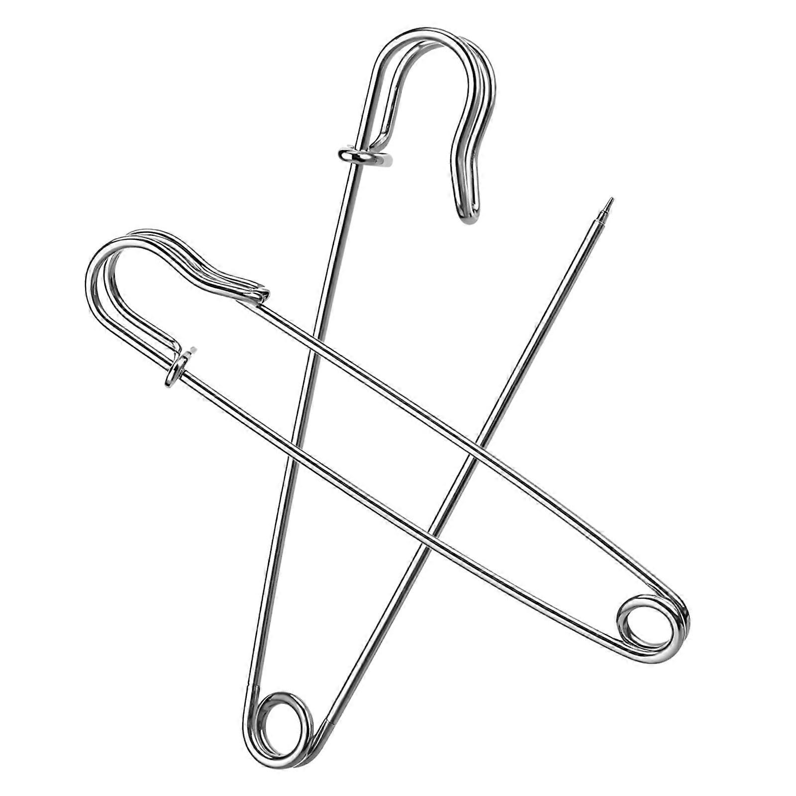 Large Safety Pins Pack of 20 - 90mm Heavy Duty Silver Pins for Thick Fabrics, Clothing, Crafts, and Blankets