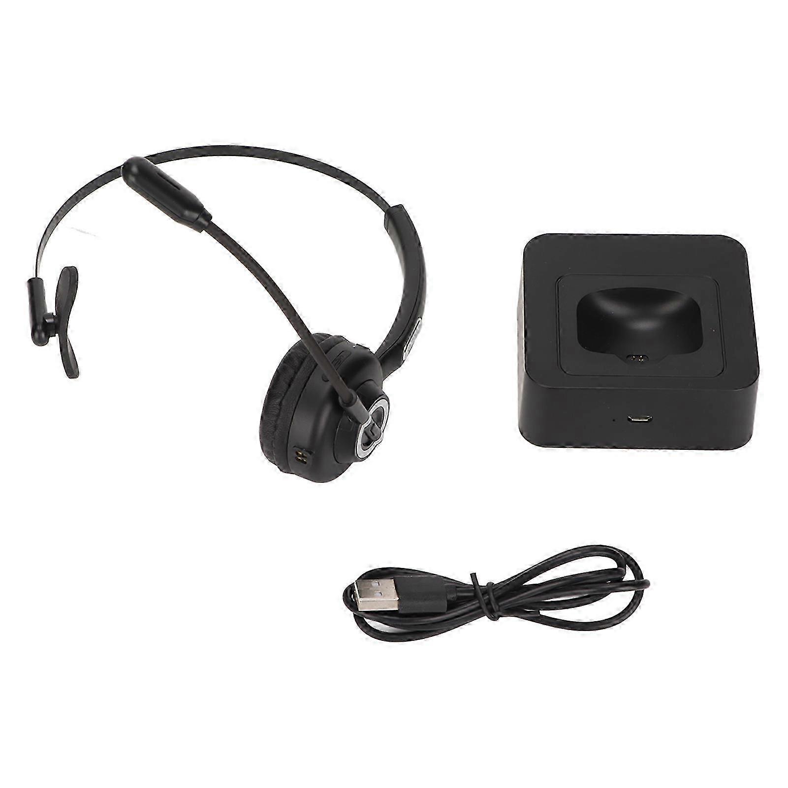 Wireless Rechargeable Business Headset with Noise Cancellation and Mute for Cellphone and PC