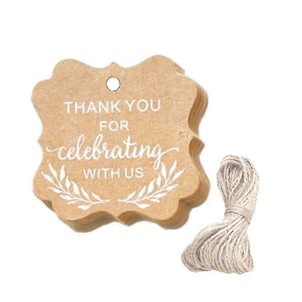 100pcs Printing Kraft Hanging Tags with String for Gift Baking Food Package at Wedding Party