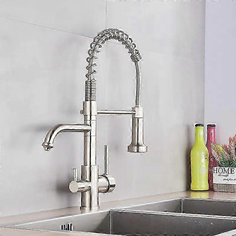 Filtered Water Kitchen Sink Faucet with 360 Degree Rotation and Dual Outlet Mode for Hot and Cold Water