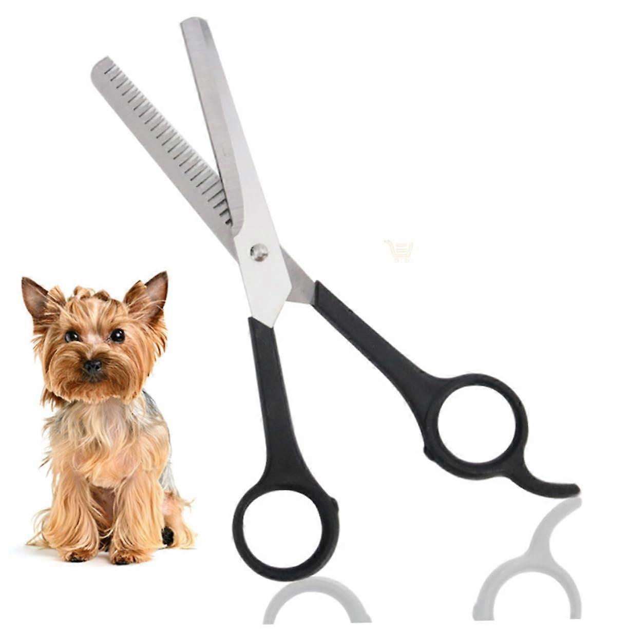 Dog Grooming Scissors Set - 3-Piece Professional Pet Hair Cutting Shears for Dogs, Black, Stainless Steel, Pet Grooming Tools