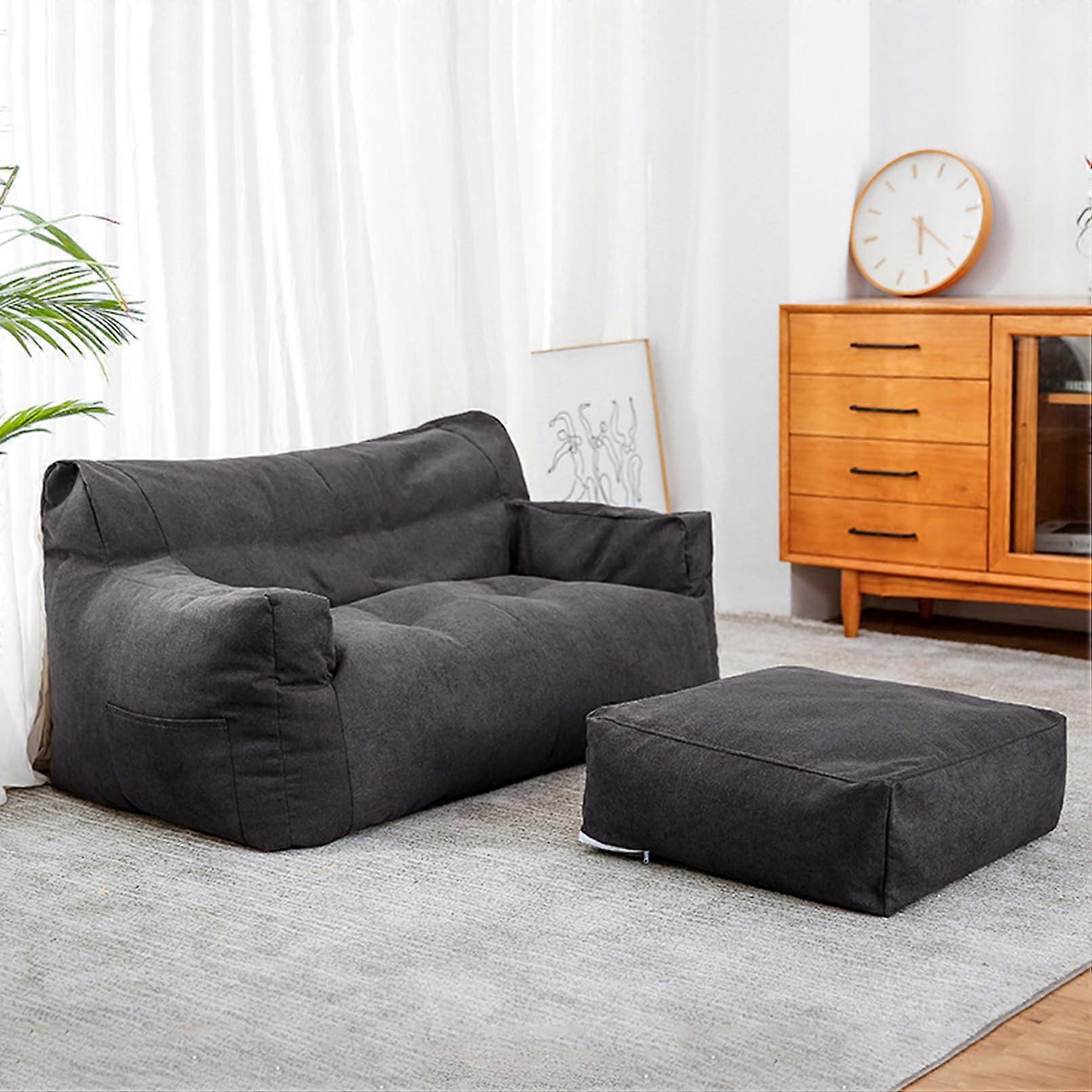 Stuffed Toy Storage Bean Bag Chair Cover, Giant Dark Grey Bean Bag Cover for Adults & Children, Gaming or Relaxing, Durable Fabric