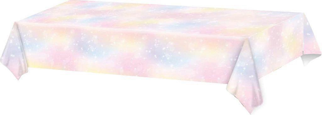 Rainbow tablecloth waterproof oil list tablecloth light color tablecloth suitable for family gathering pink