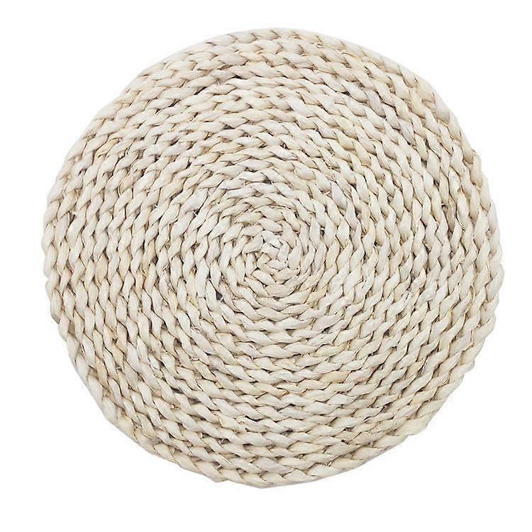 Woven Placemats, 10-33 CM, Round Rattan And Corn-Husk Wicker, Non-Slip, For Square 30x30 CM Plates, Natural