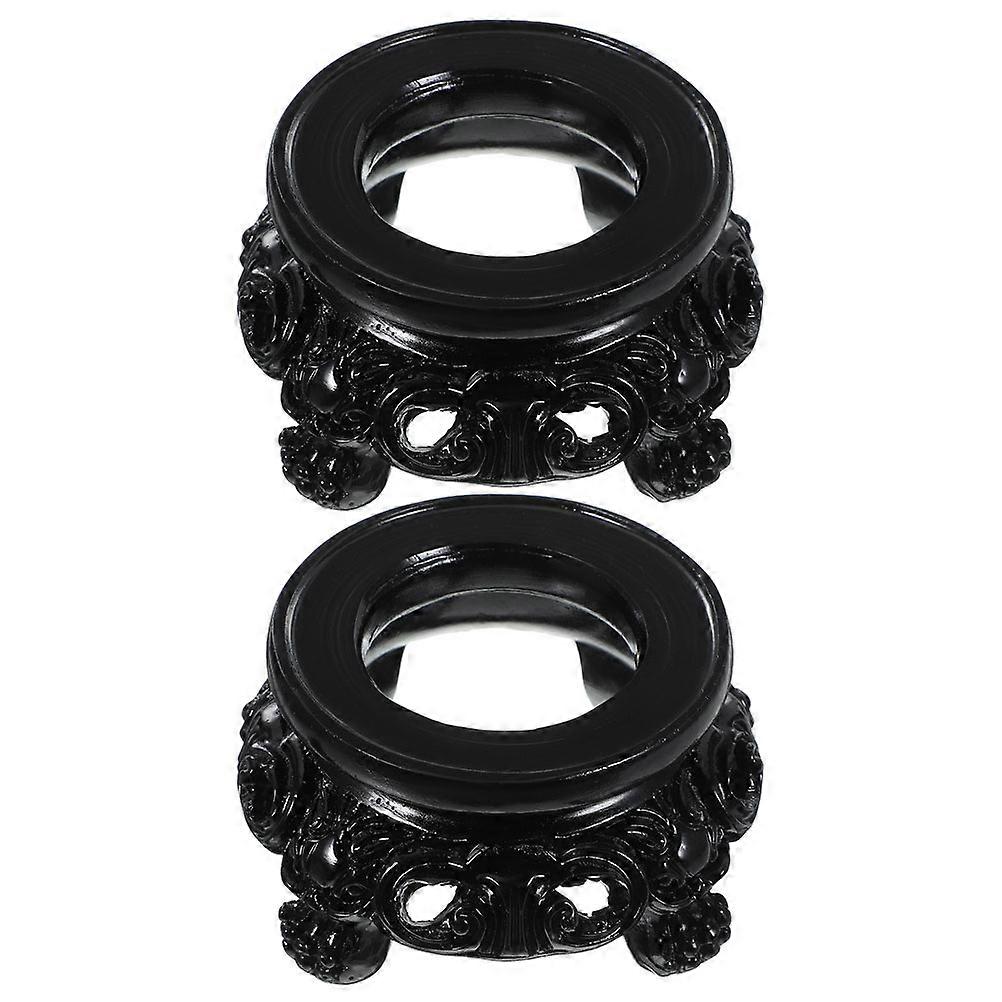 Crystal Ball Stand Resin Holder for Support 2Pcs Black Mini Hollow Base