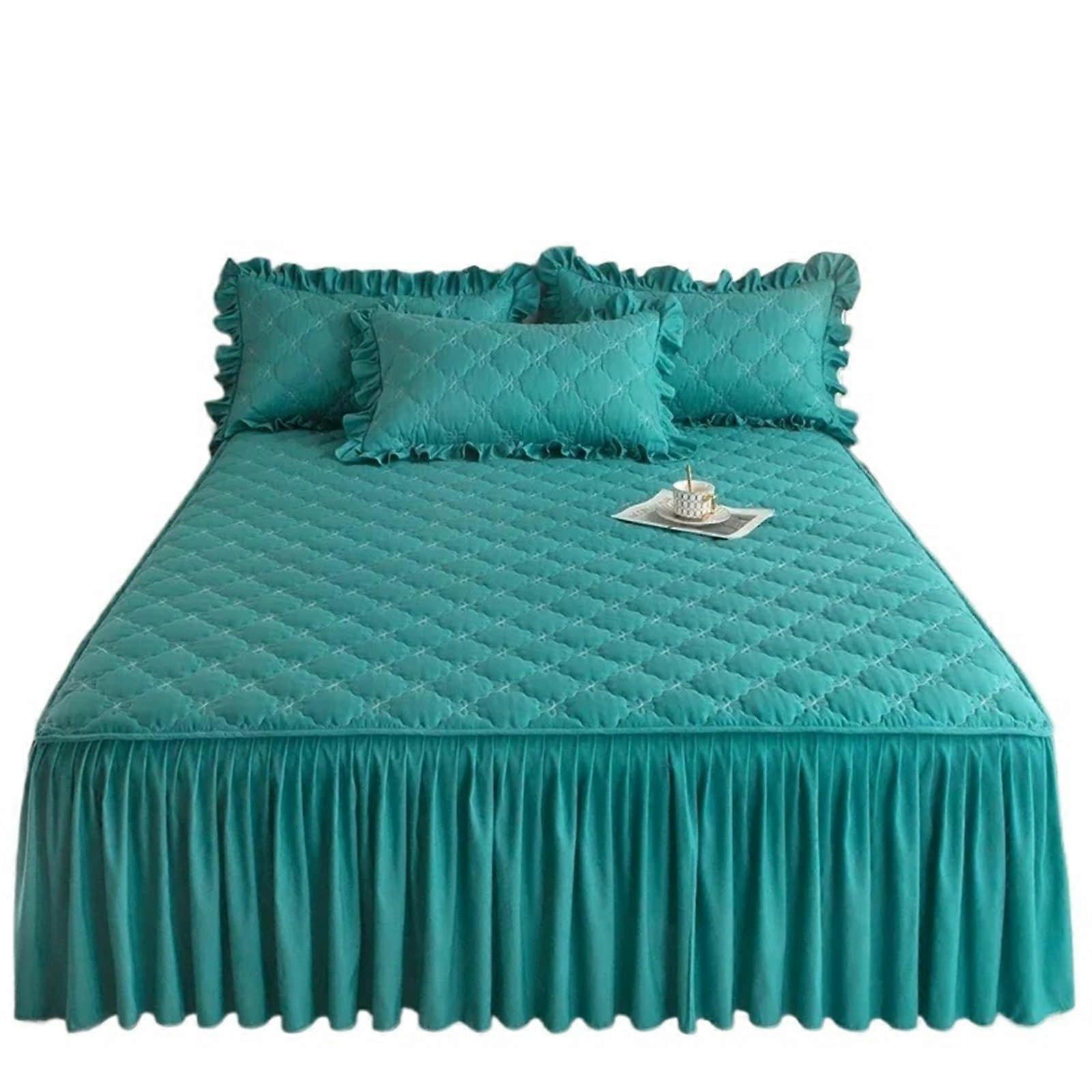 Thickened bed skirt, solid color, duvet, quilted mattress protector (180x220cm)