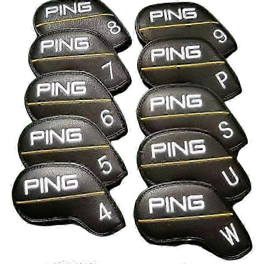 10-Pack PING Classic Yellow Line Golf Iron Head Covers 4-9+PW με μαγνητικό κλείσιμο SZRH A-D 1574