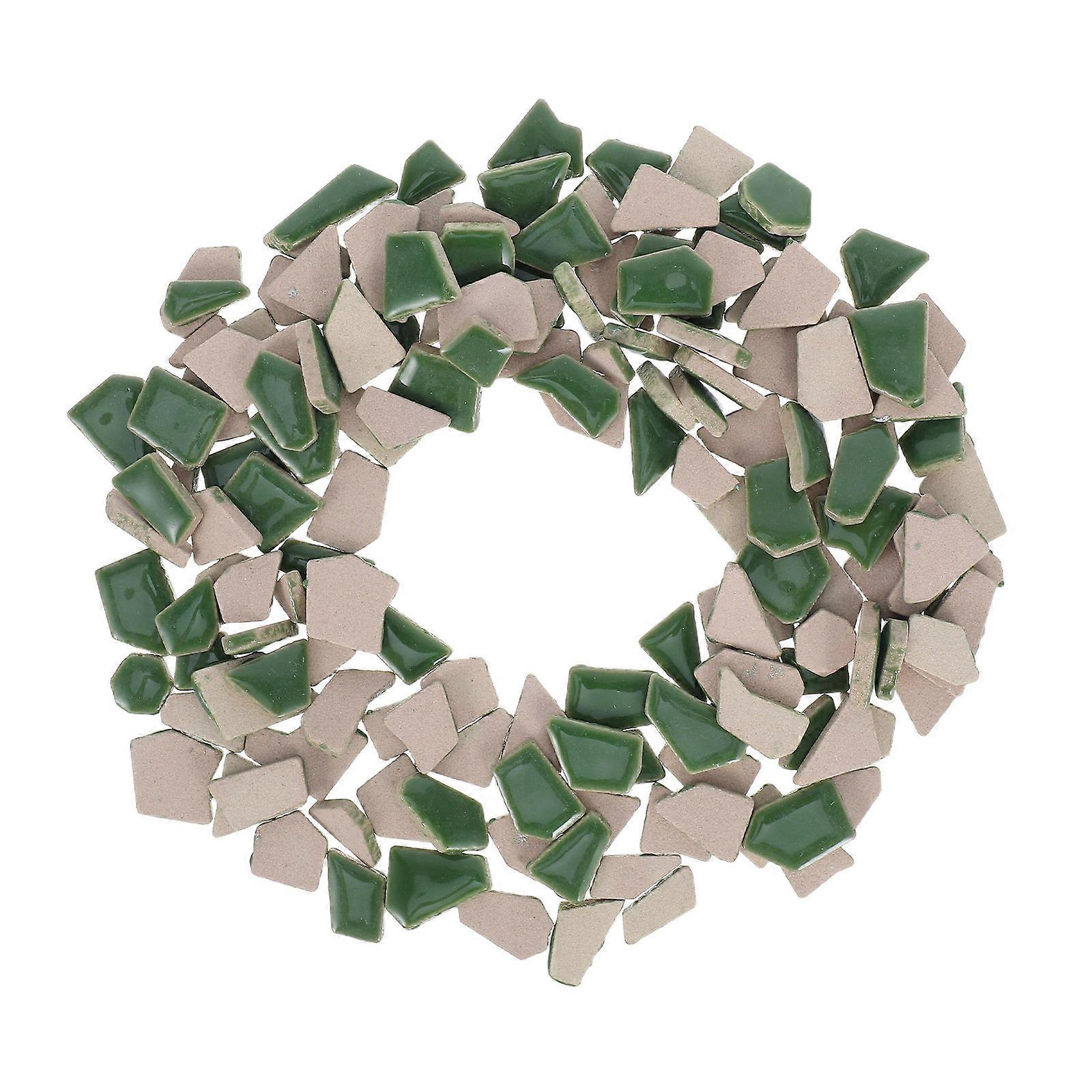 Irregular Glazed Porcelain Tiles for DIY Crafts Green Ceramic Pieces for Home Decor, Artistic Decoration, and Creative Projects