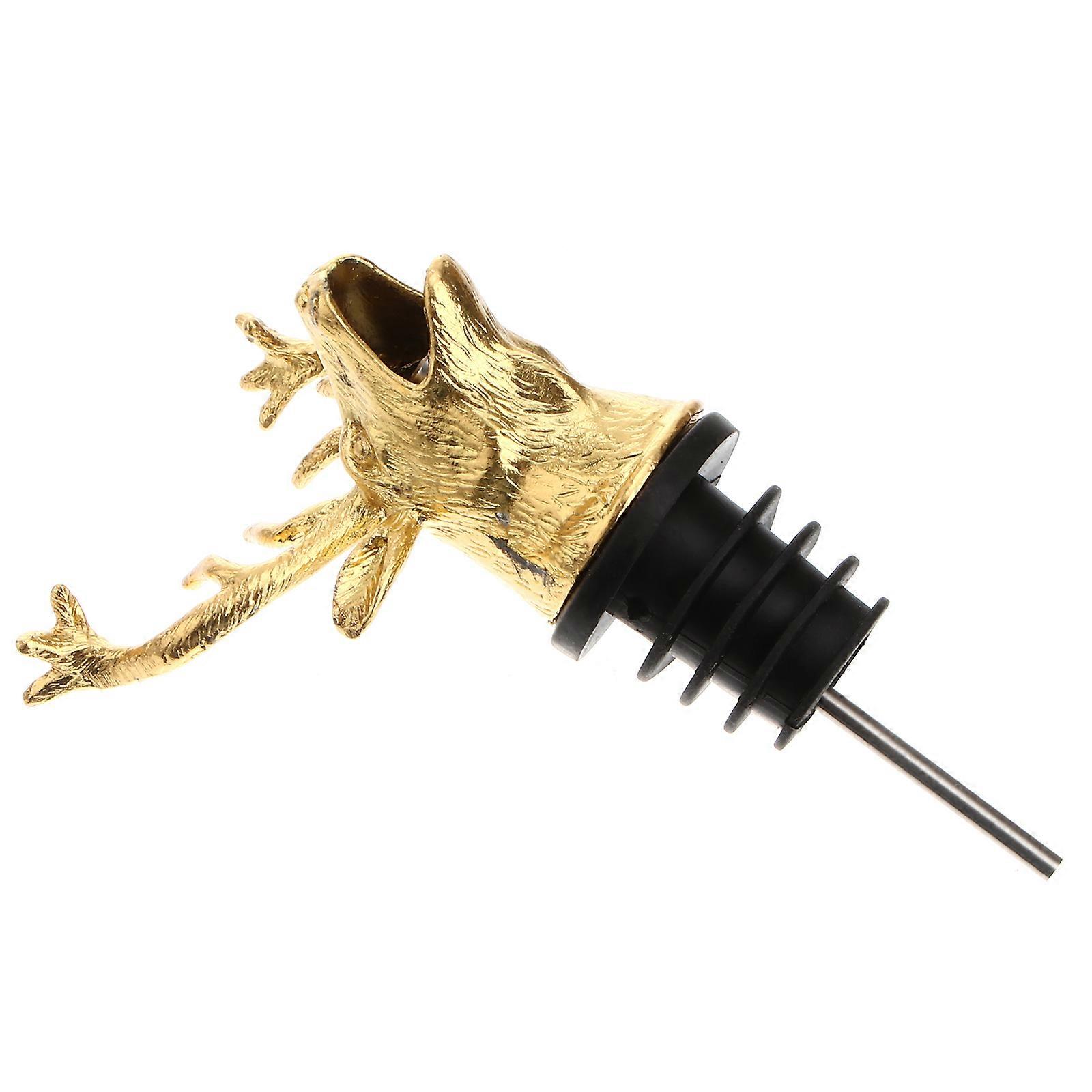 Zinc Alloy Deer Head Wine Pourer Pouring Wine Use 11.8 x 7.7 x 2.4 cm Golden Silicon 1Pcs