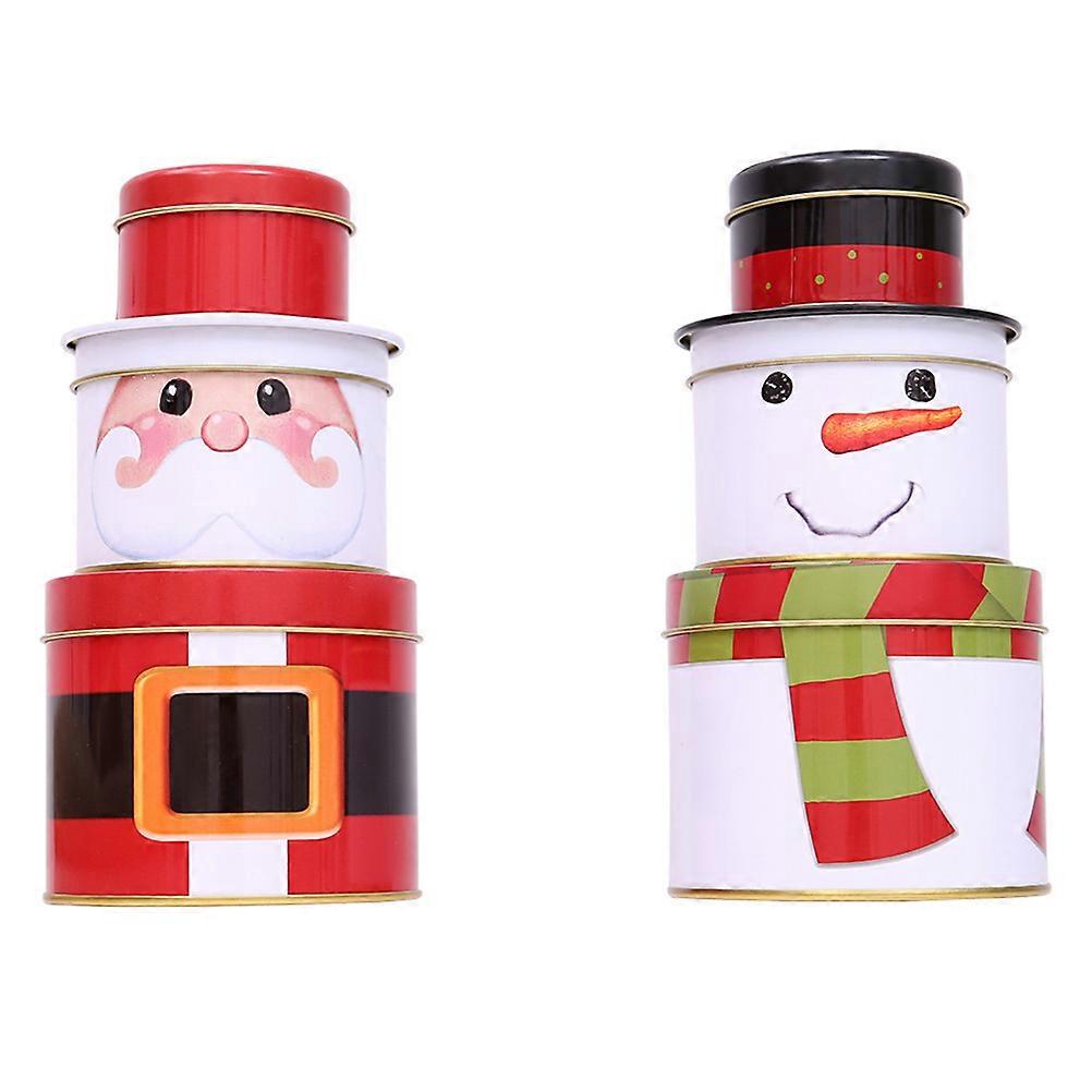Holiday Food Containers Metal Christmas Candy Box -Layer Design For Christmas Parties 3Pack