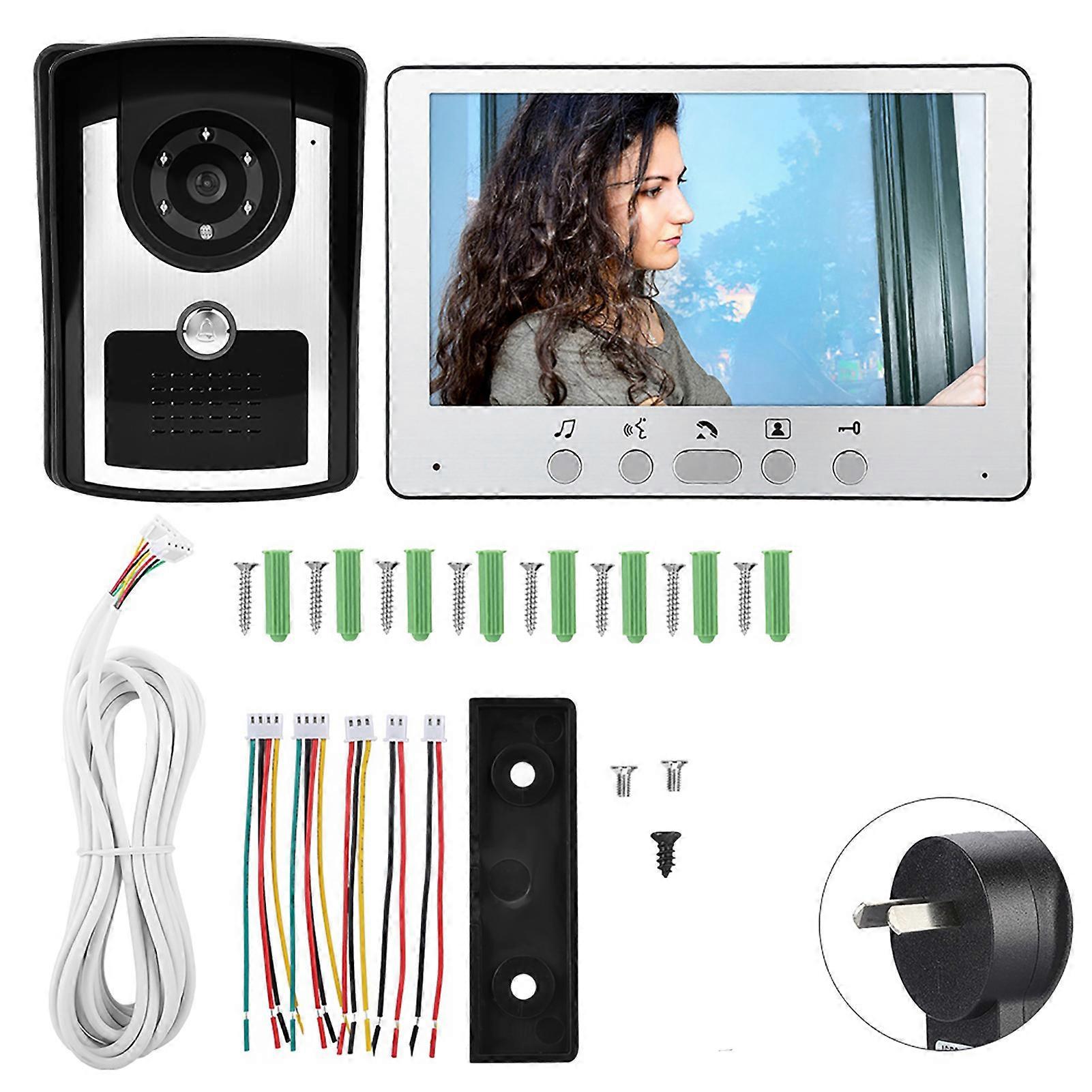 7inch TFT Wire Visual Doorbell Intercom Video Door Bell Home Security -240V