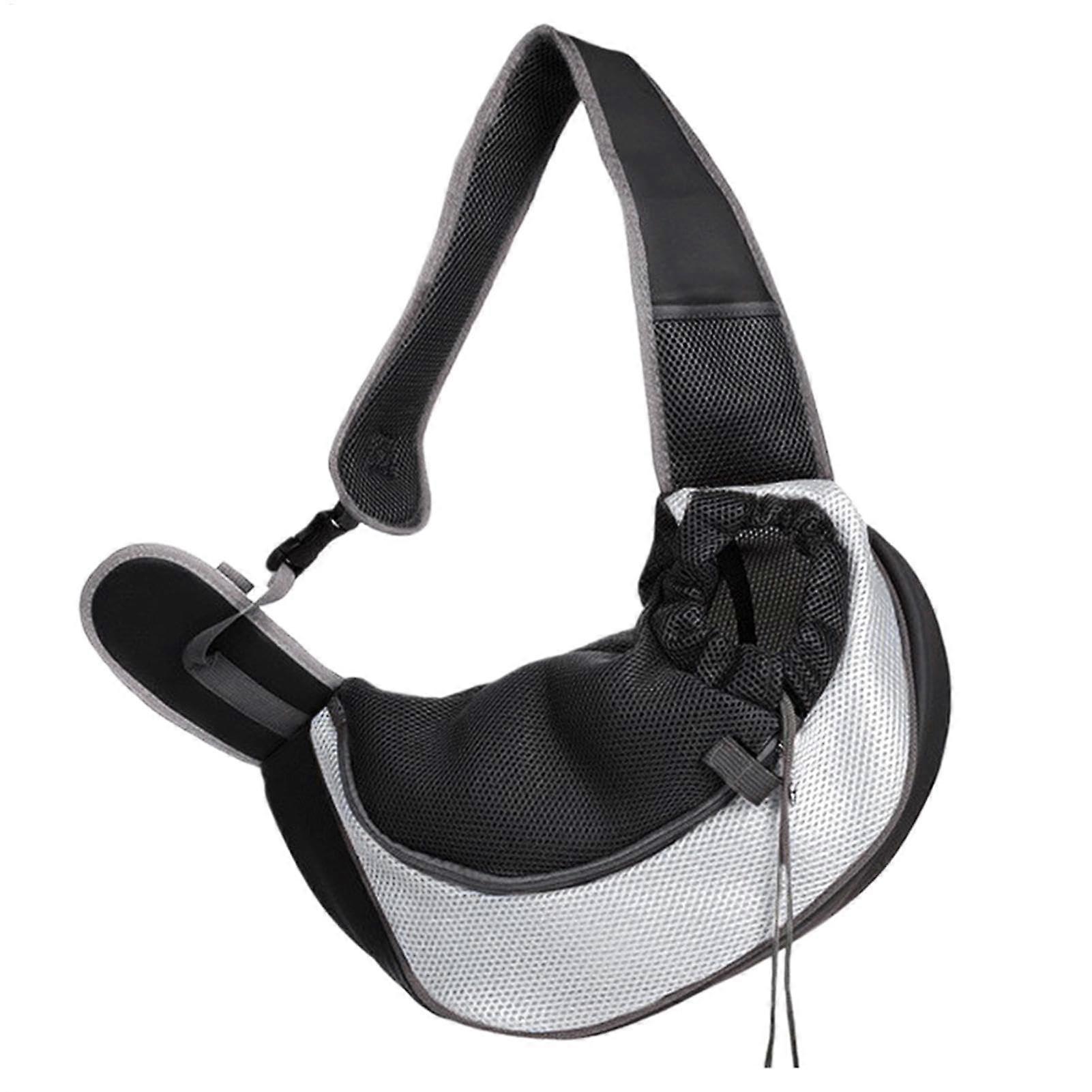 Dog Shoulder Carrier, Sling for Small Dogs, Adjustable Strap, Breathable Mesh Pet Bag gray L 40 x W 30 x H 20 cm