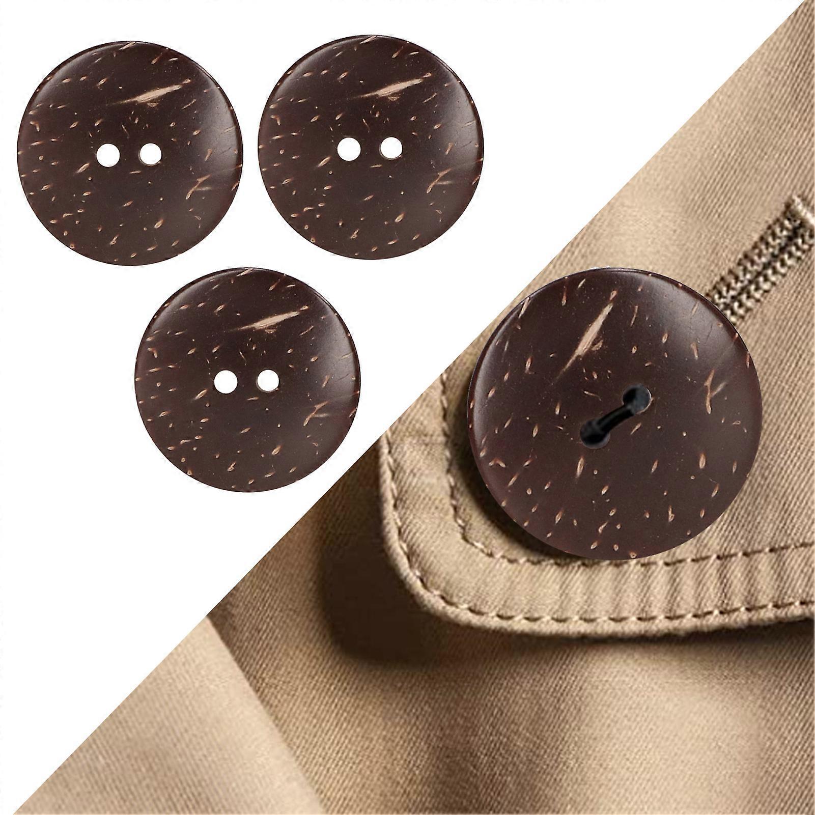 50pcs Wooden Buttons Round Coconut Texture Double Hole Composite Wood 25mm DIY Sewing Buttons for Art Project 