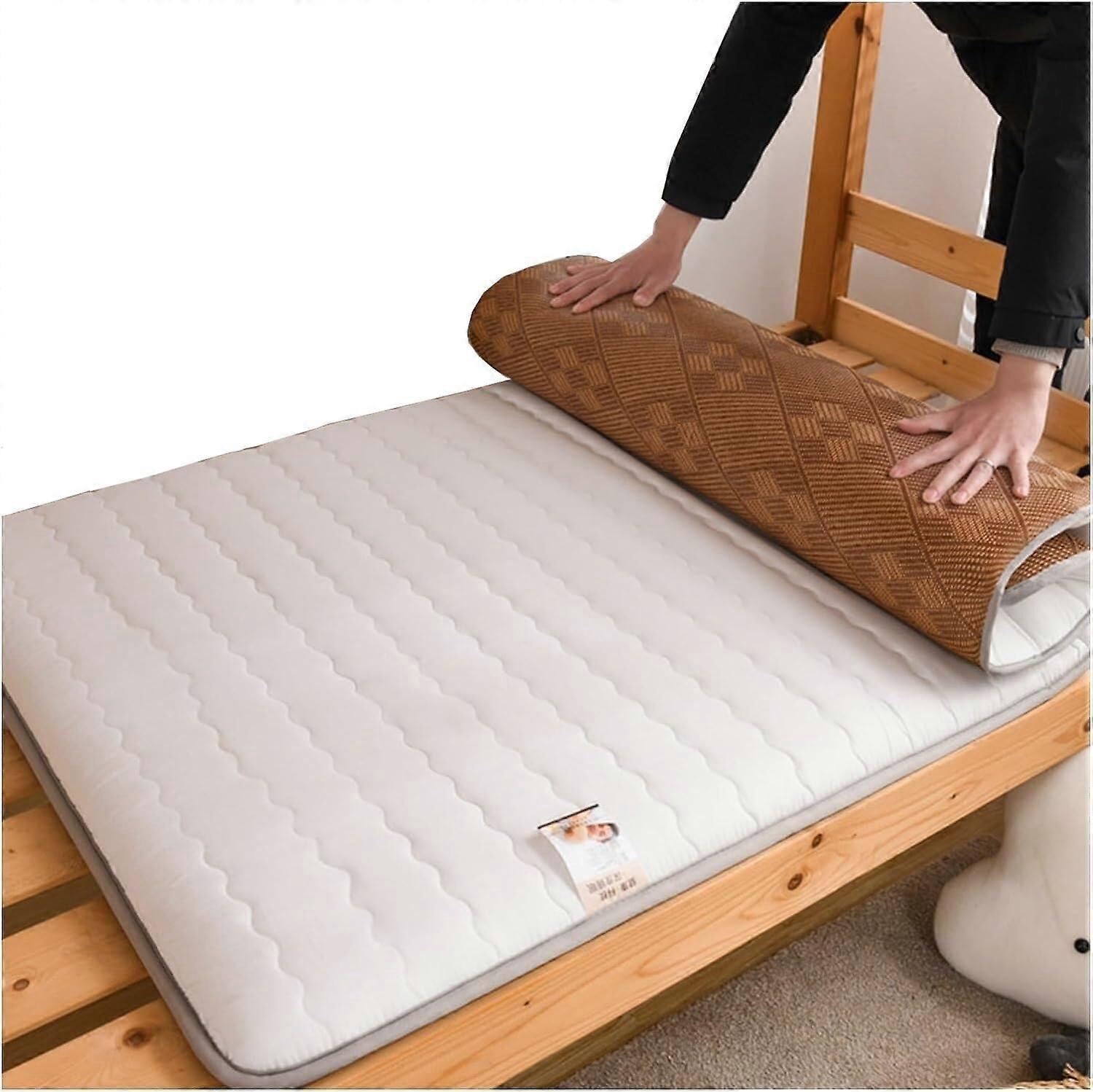 Japanese floor futon mattress, full size, portable, foldable, for camping, kids, sleeping pad, white, 150 x 200 cm White 150x200cm