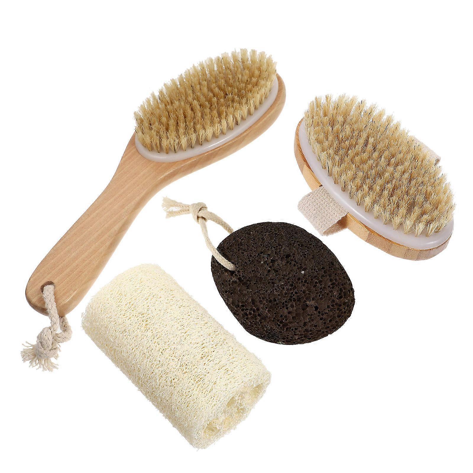 Bath Brushes Set of 4 Practical Loofah Brush Kit with Synthetic Material for Home Use