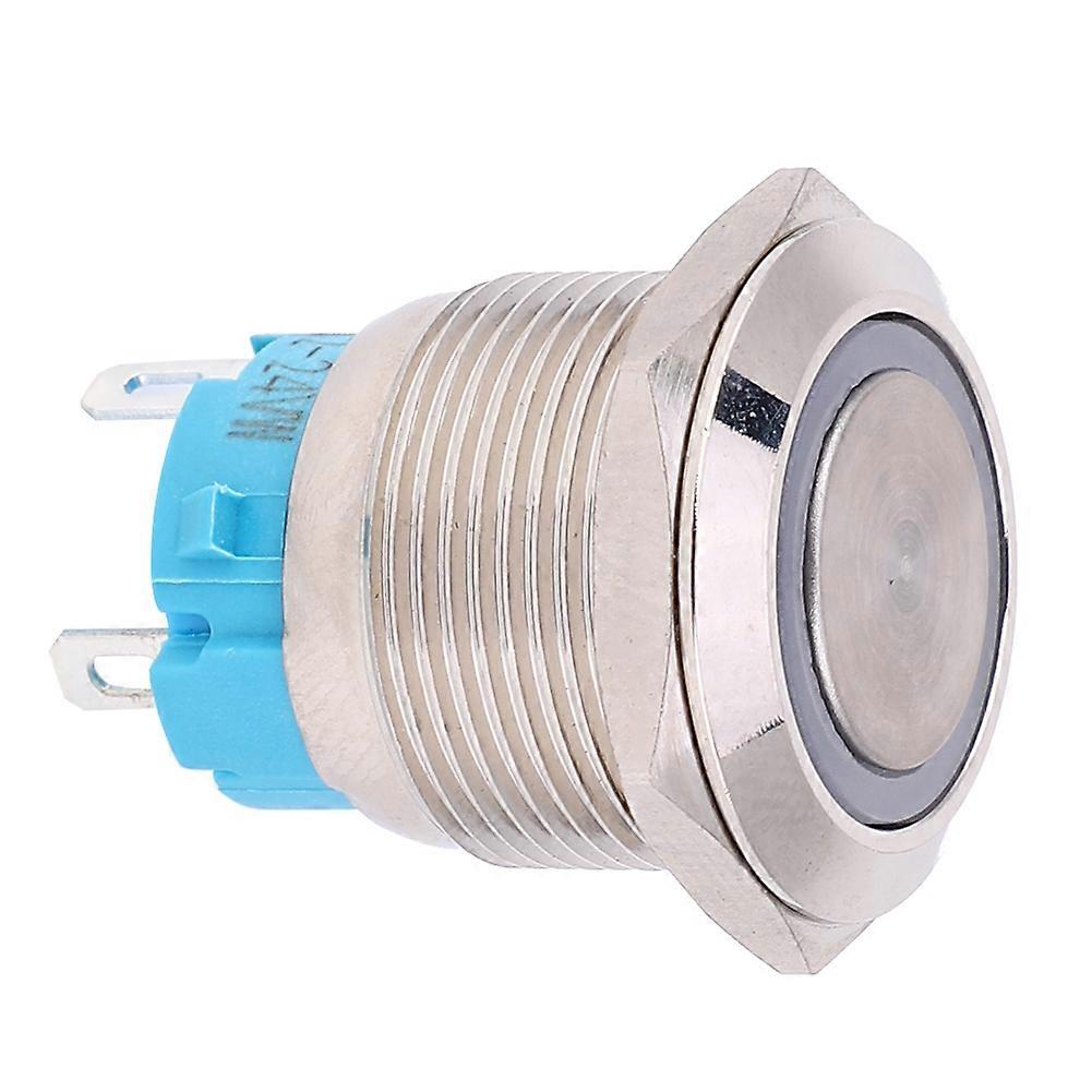 2pcs 12~24VDC 19mm Self Locking Push Button Switch 1NO 4PIN Metal Button Switch(White )