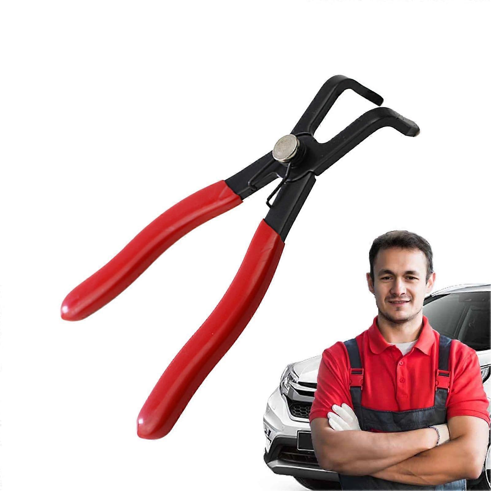 Angled round nose locking pliers for doors, red, 80 degrees
