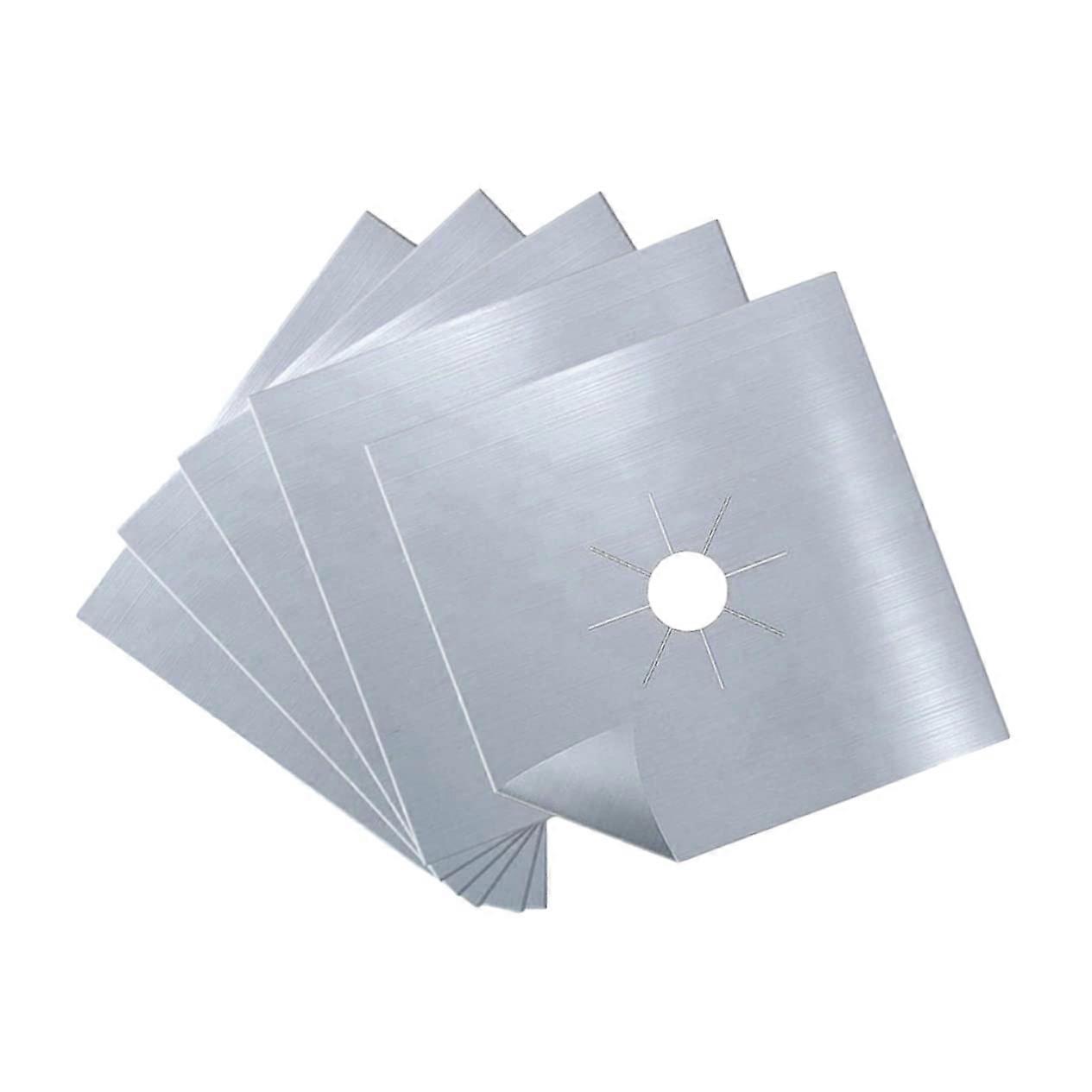 Stove Covers Gas Hob Protector Pack of 5 Reusable Hob Liners PreCut Hole Silver 27*0.008 cm