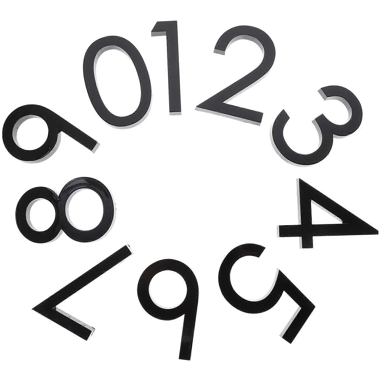 Modern Resin House Numbers for Decor Use Black Durable Wall Decorative Number Stickers 10pcs
