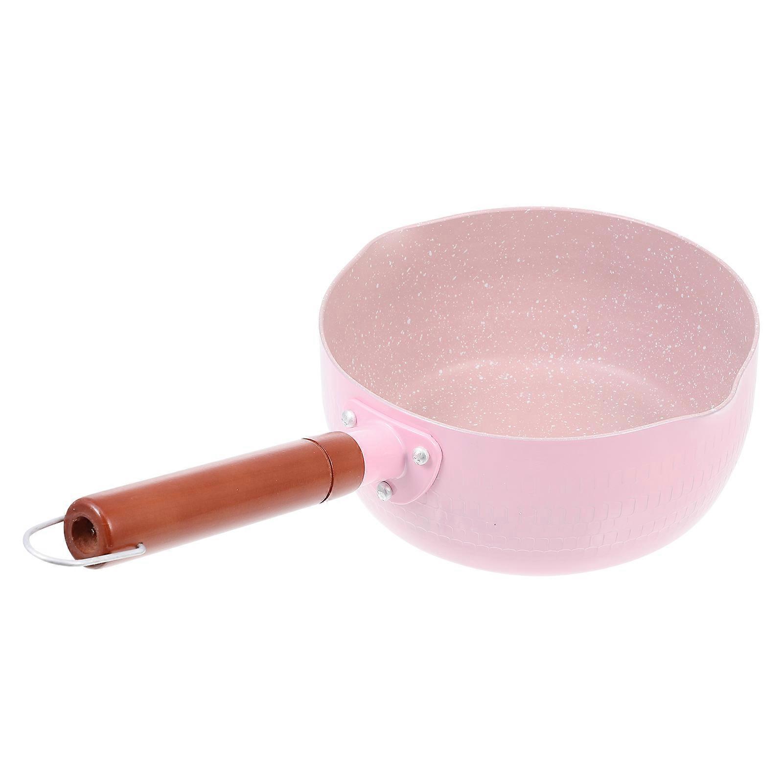 Japanese Style Milk Pot, Practical Cooking Pot for Soup, No Lid, Long Wooden Handle, Multi Functional for Heating Milk and Mixing Salads