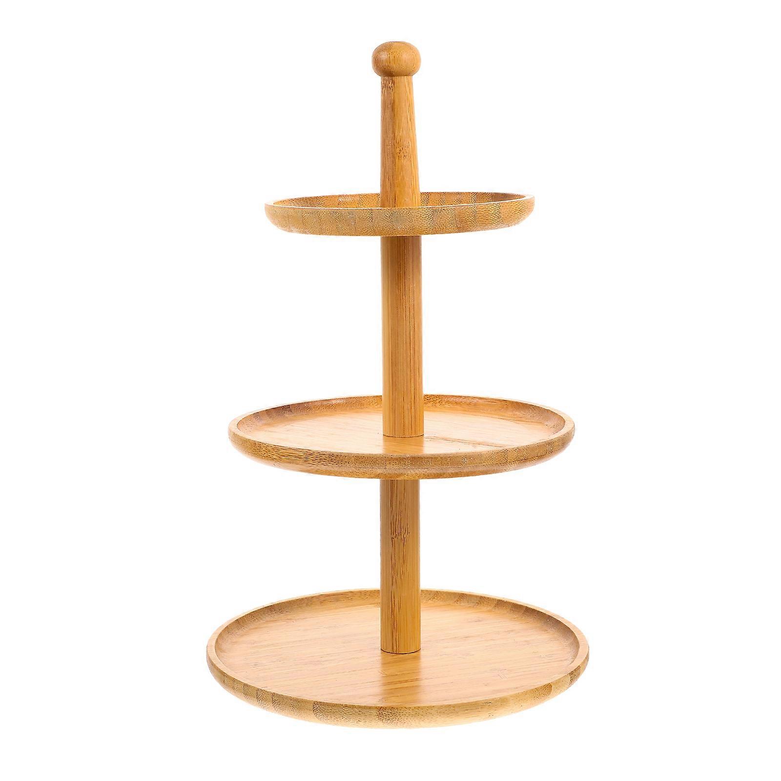 Light Yellow Three Layers Dessert Stand Made of Synthetic Material for Storage Use at Home or Party