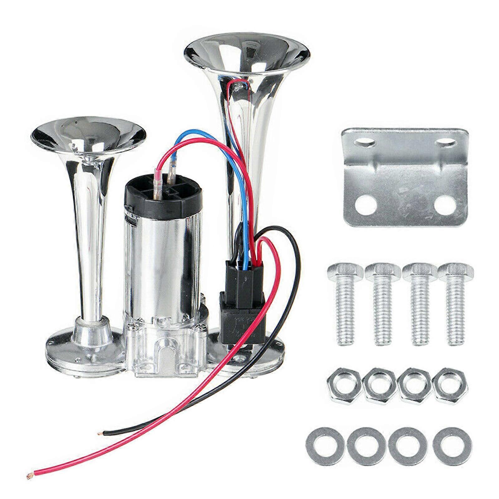 12 فولت طقم بوق الهواء التلقائي العالمي للسيارة الهواء القرن استبدال أبواق الهواء 600DB مضخة كهربائية مزدوجة الأنبوب الفضي