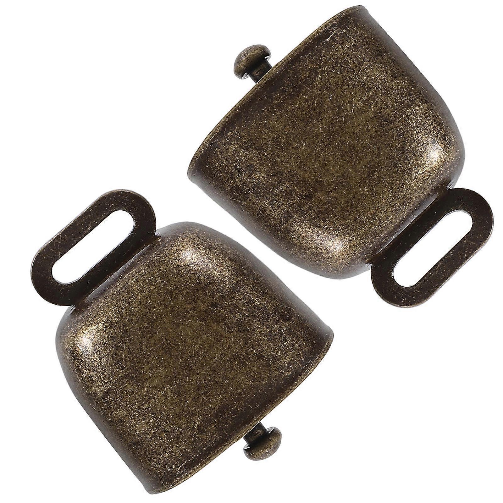 2Pcs Square Shape Cowbells Noisemaker with Handle for Outdoor Football Game Wedding Birthday Party Use Bronze Calling Bell