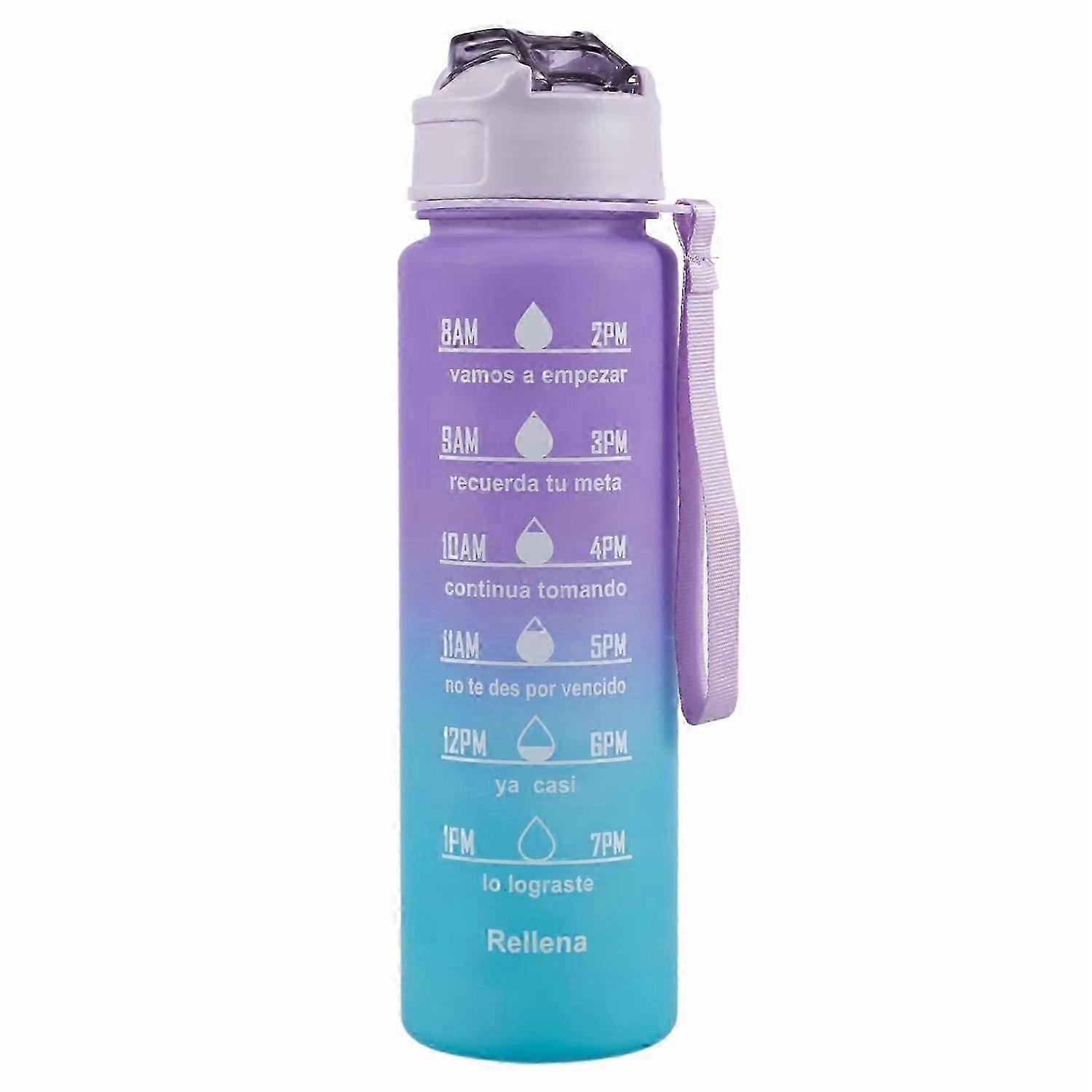 850ml Motivational Gradient Sports Water Bottle with Straw and Time Maker (BPA Free, No FDA)